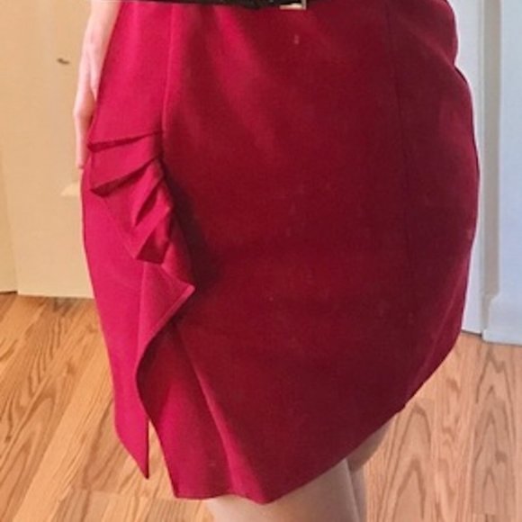 Express Sheath Ruched Red Cocktail Mini Dress - Picture 4 of 5